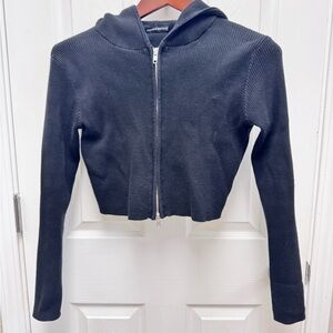 Brandy Melville Charcoal Ribbed Hoodie
